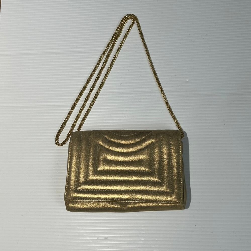 Rodo Metallic Gold Evening Bag Crossbody Clutch Wallet Vintage